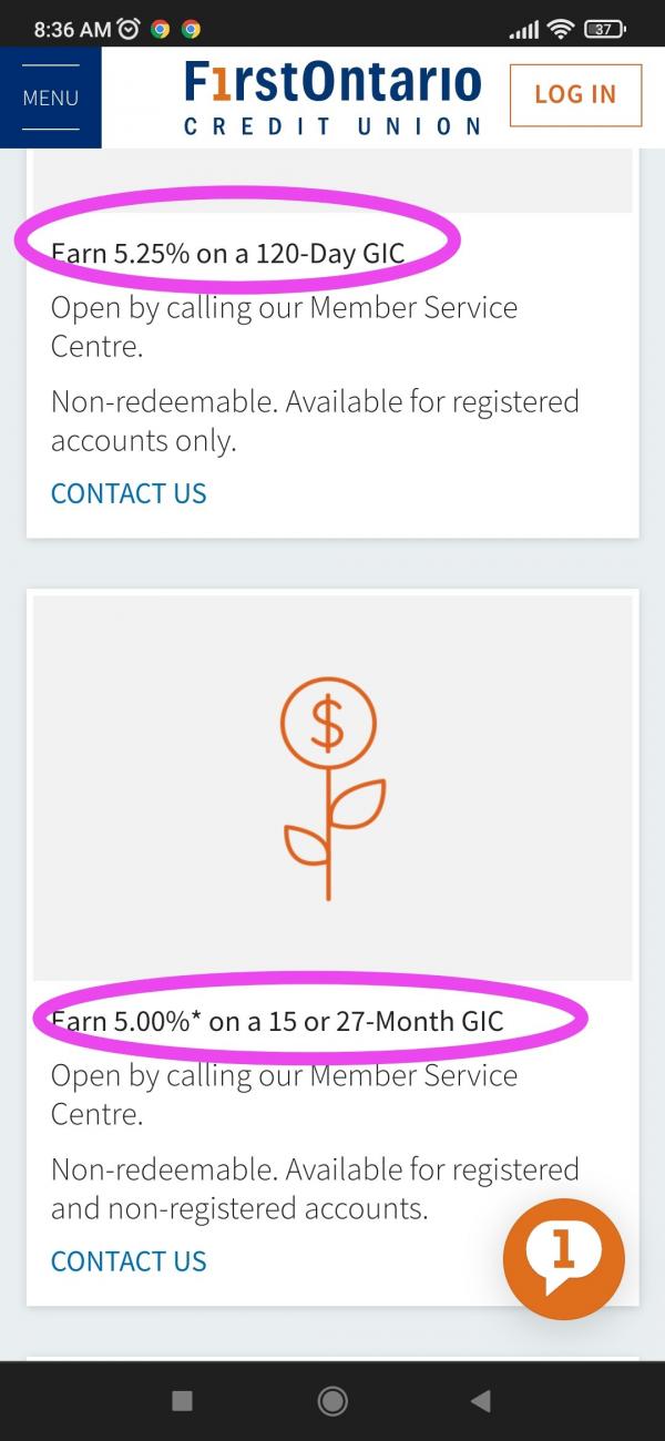 FirstOntario GIC specials GIC discussions Discussion forum