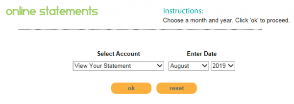 Initial online statements page