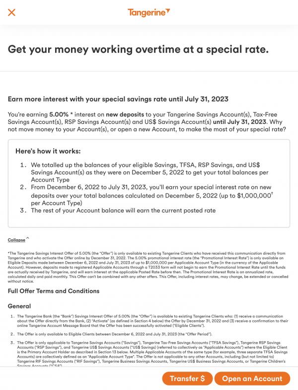 Tangerine promo extension Tangerine Bank Discussion forum