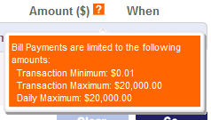 ING bill payment amounts