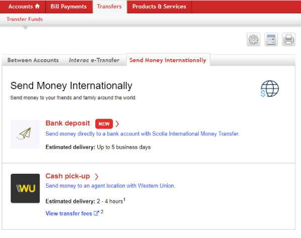 Scotiabank: send money internationally